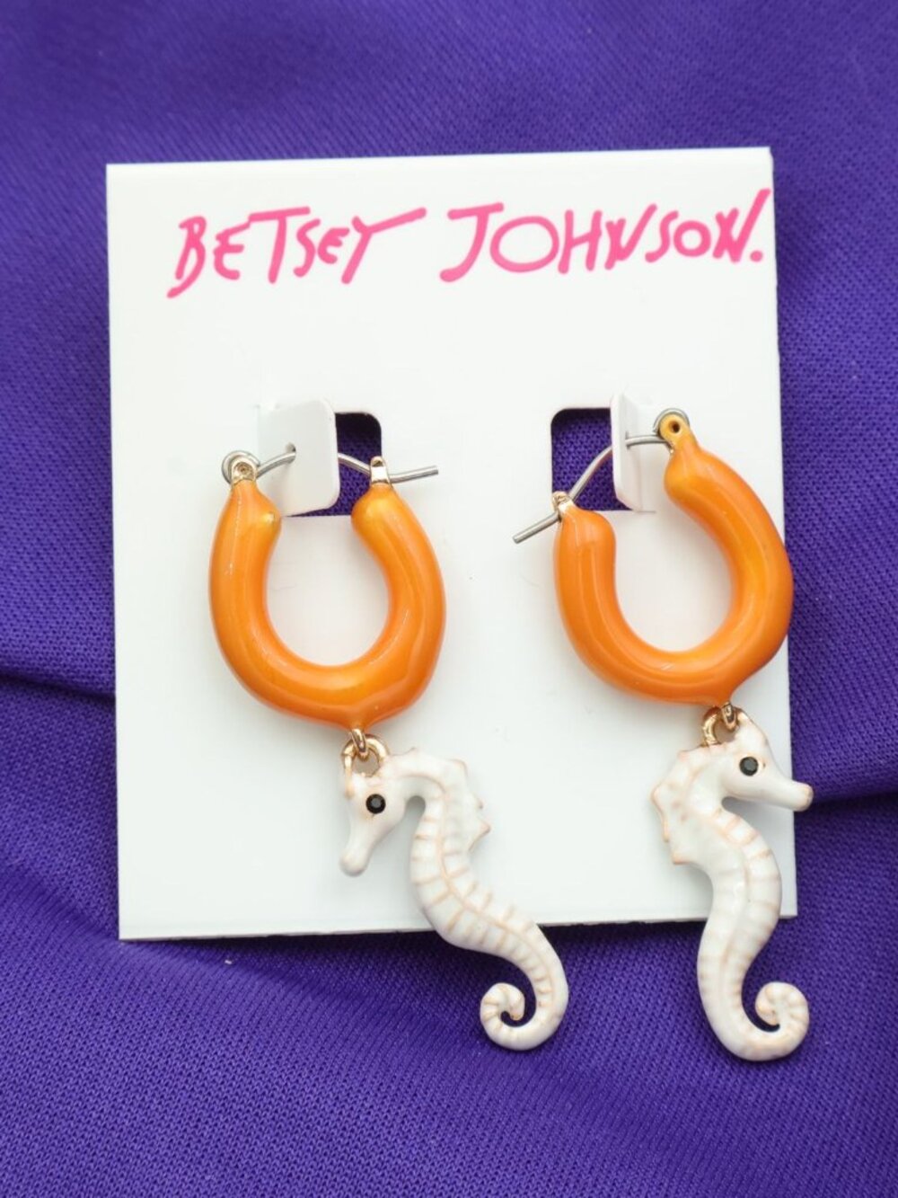Betsey Johnson Seahorse Hoop Earrings